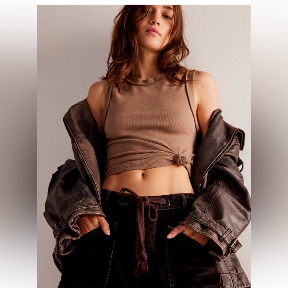 We The Free Moxie Flocked Pull-On Barrel Jeans - Dark Brown